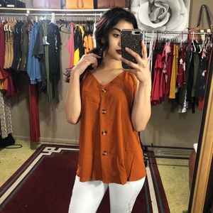 Spaghetti Strap Buttoned Tank Top